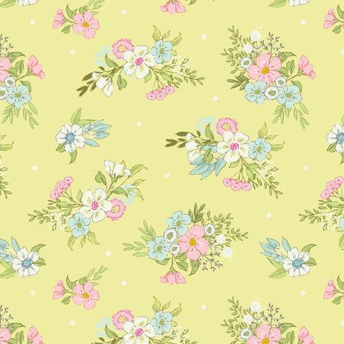 Playful Spring Floral Yellow DV6338 Quilting Fabric 