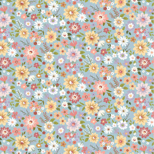 Nature Sings NS24114 Wildflowers Blue Quilting Fabric