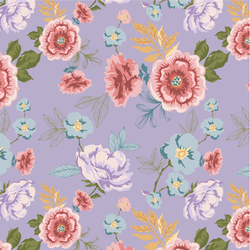 Nature Sings NS24120 Rose Garden Lavender  Quilting Fabric
