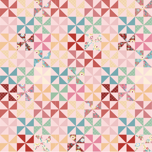 Hopscotch and Freckles Pinwheels Pink HF21907 Quilting Fabric