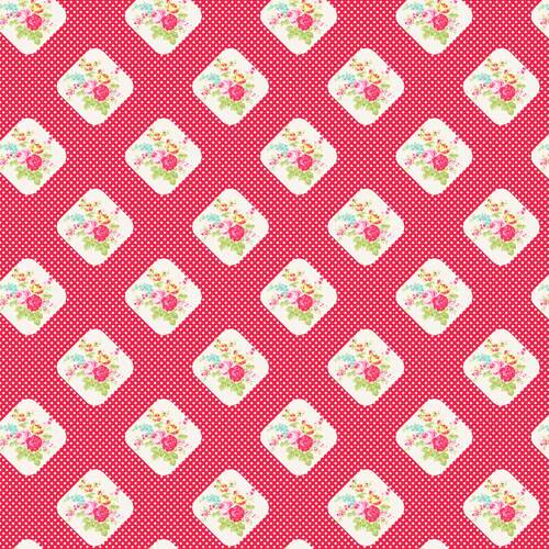 Posie Roses on Dots-TW08-Red Patchwork Fabric