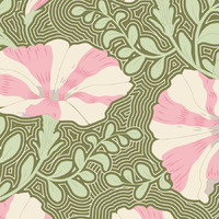 Tilda Gardenlife Striped Petunia Green Quilting Fabric 100313