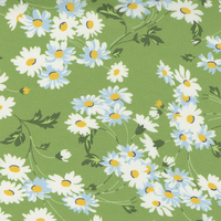Story Time Green Real Daisy m2179115 Patchwork Fabric 