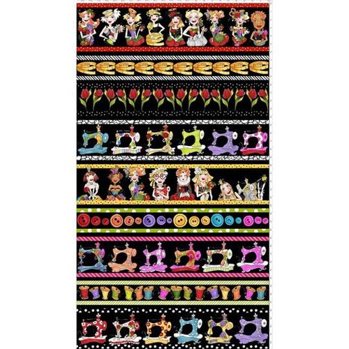 Sew Curious Border Black 0154/347 Patchwork Fabric