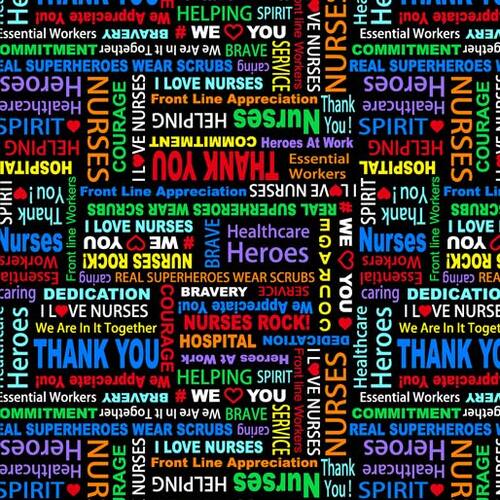 We Appreciate You Nurse Appreciation Black 10012912 Fabric