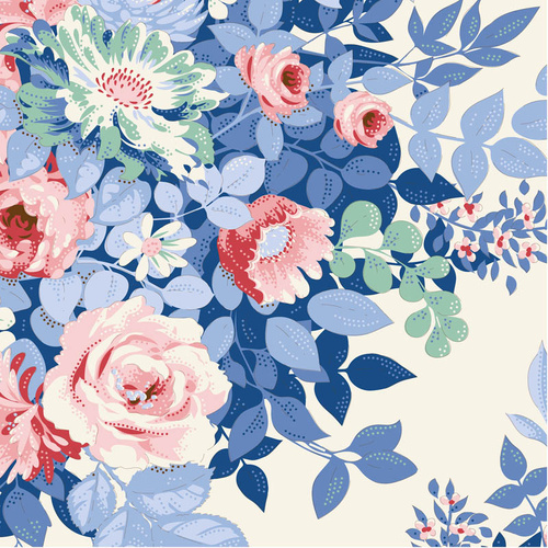 Tilda Something Blue Whimsyflower Cream 100665 Quilting Fabric