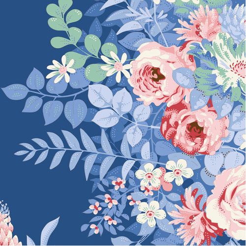 Tilda Something Blue Whimsyflower Night 100675 Quilting Fabric