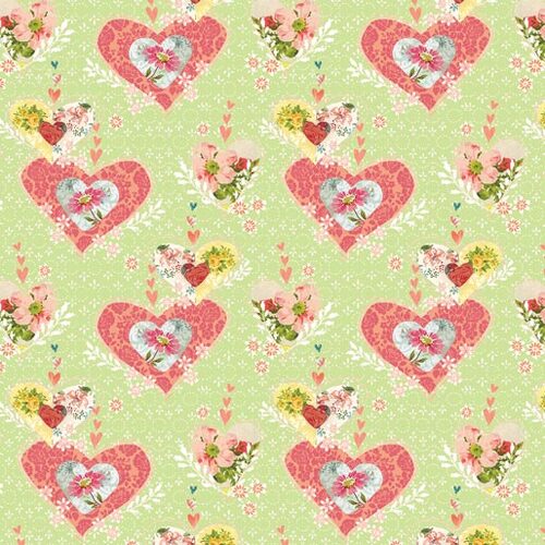 Be the Light Hearts Light Green 1067-9840 Quilting Fabric