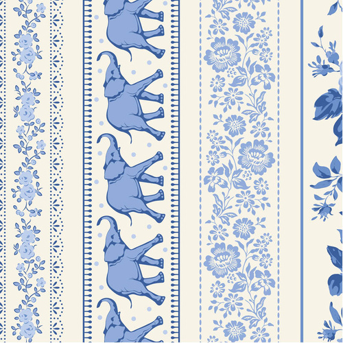Tilda Something Blue Borders Blue 110170 Quilting Fabric