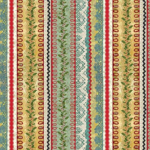 Christmas Magic Brocade & Holly Stripe 1121-1899 Patchwork Fabric