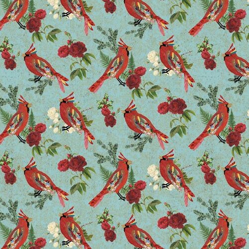 Christmas Magic Treasured Cardinal Turq 1121-2283 Quilt Fabric