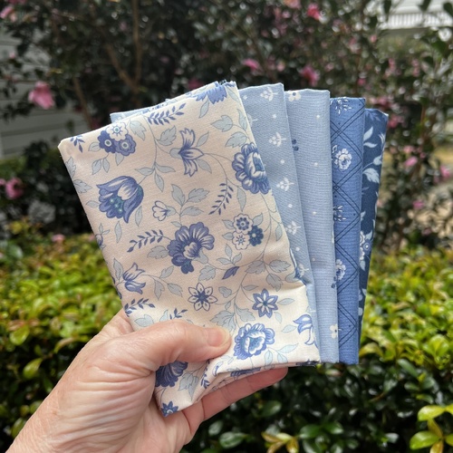 Megelles Mystery Special Bundle – 5 Fat Quarters Blueberry By Bunny Hill Designs