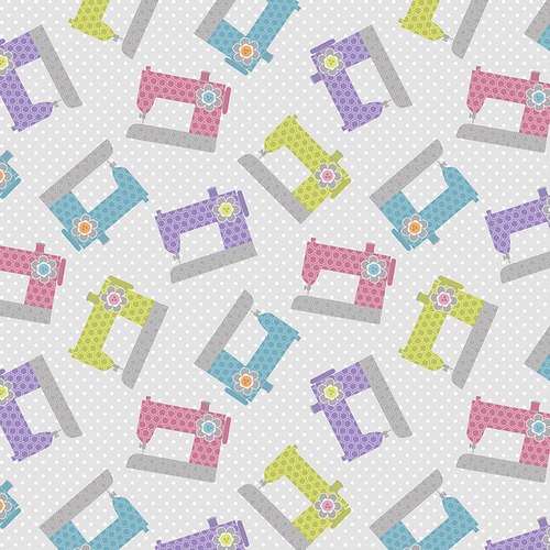Stitch Garden 16190-16 Machine Toss Grey/Multi Quilt Fabric