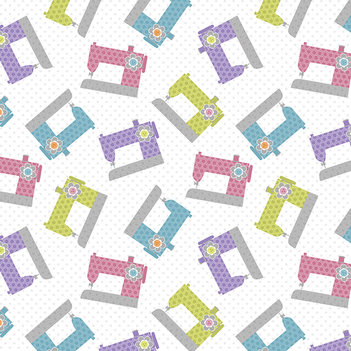 Stitch Garden 16190-91 Machine Toss White/Multi Quilt Fabric