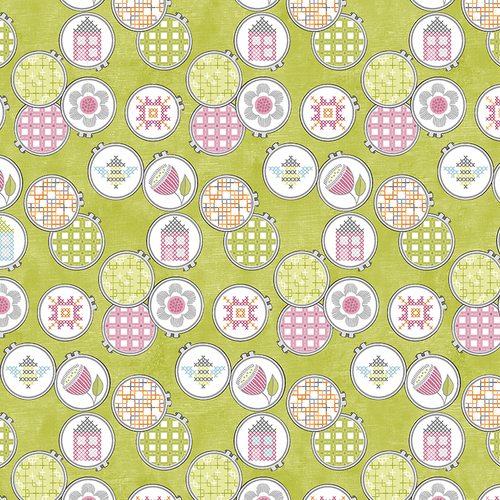 Stitch Garden 16191-40 Hoop & Stitch Lime Quilt Fabric