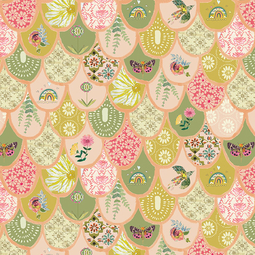 Follow Your Joy 16659-38 Bargello Peach Quilting Fabric 