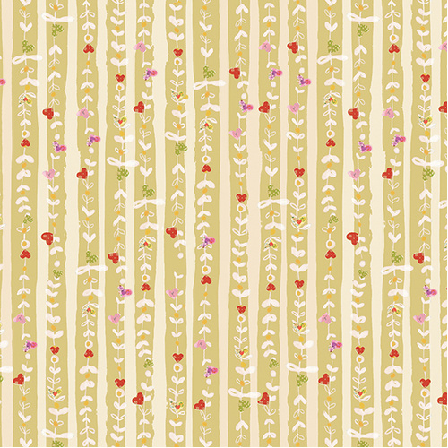 Follow Your Joy 16662-32 Heart Stripe Medium Citron Quilting Fabric 