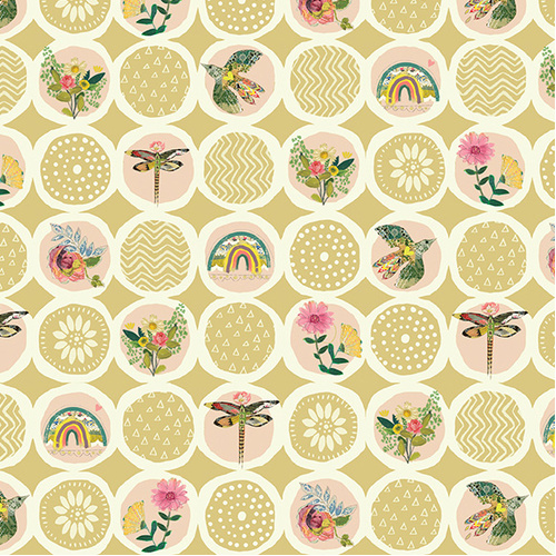 Follow Your Joy 16663-32 Sunshine Circles Medium Citron Quilting Fabric 