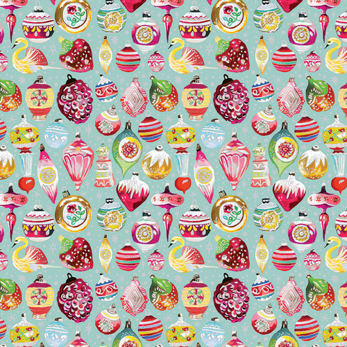 Magical Season 16725P-82 Vintage Ornaments Turquoise Multi Quilting Fabric 