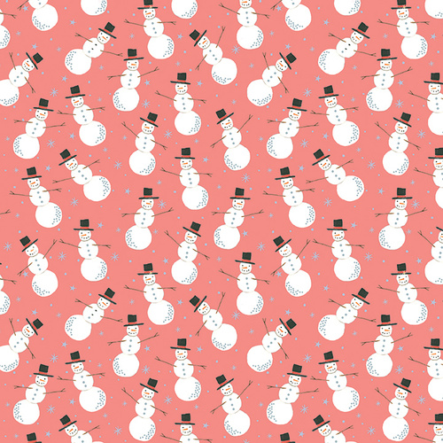 Magical Season 16730P-27 Merry Snowman Mediun Peach Jam Quilting Fabric 