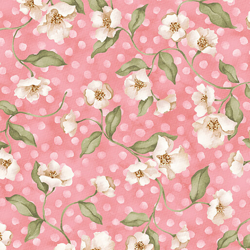 Winsome Blossoms Pink Cream Floral 17280-20 Quilting Fabric