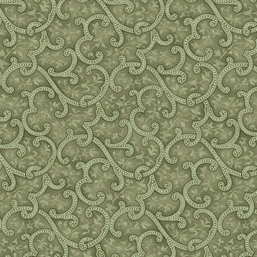 Winsome Vines Moss Green Paisley 17281-43 Quilting Fabric