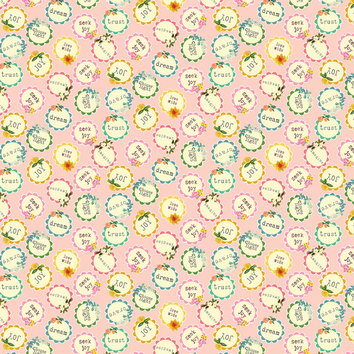A Beautiful Life Word Medallion Peach 2068/2325 Quilting Fabric