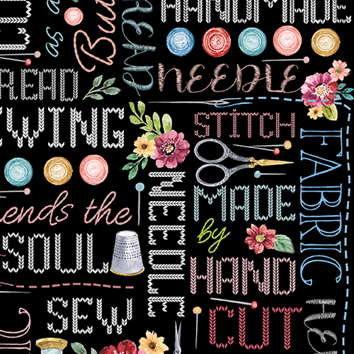 Sew in Love Sew Wordy Black 2125/9412 Patchwork Fabric 