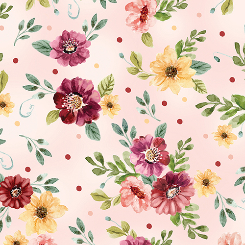 Sew in Love Sweet Blooms Light Pink 2125/9701 Patchwork Fabric