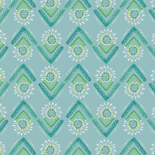 A Heart Led Life Flower Spray Teal 3025/4484 Quilt Fabric 