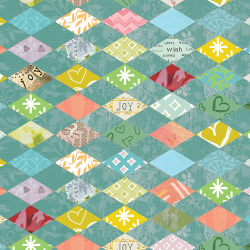 A Heart Led Life Painted Harlequin Teal 3025/4584 Quilt Fabric 