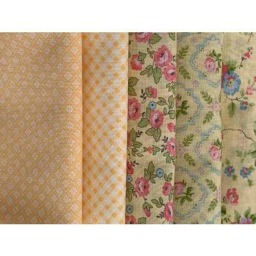 Finnegan Yellow 1/4m x 5 Fabric Bundle ONE ONLY