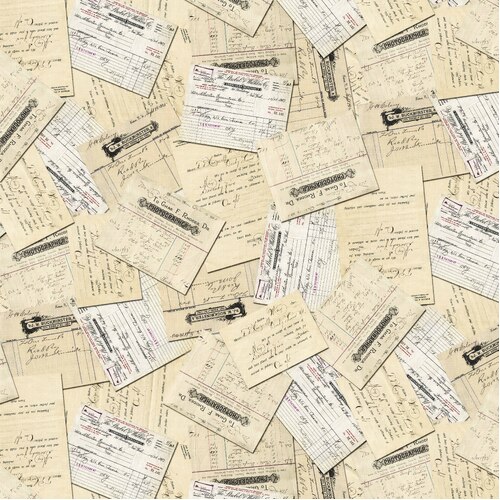 Vintage Perfumery Old Receipts Cream 3139/84 Patchwork Fabric 