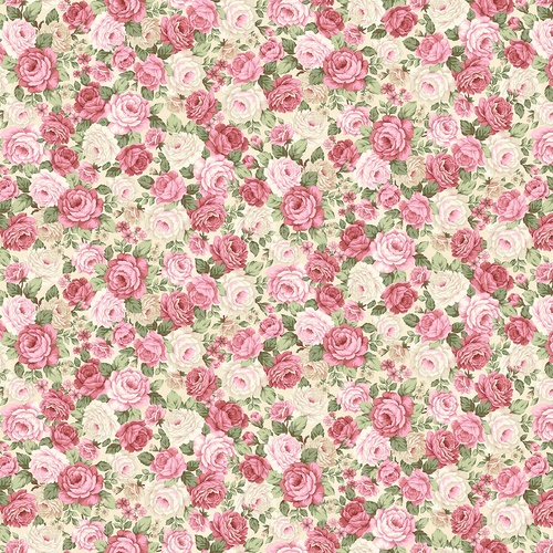 My Victorian Garden Cream Packed Floral 3413-44 Quilting Fabric