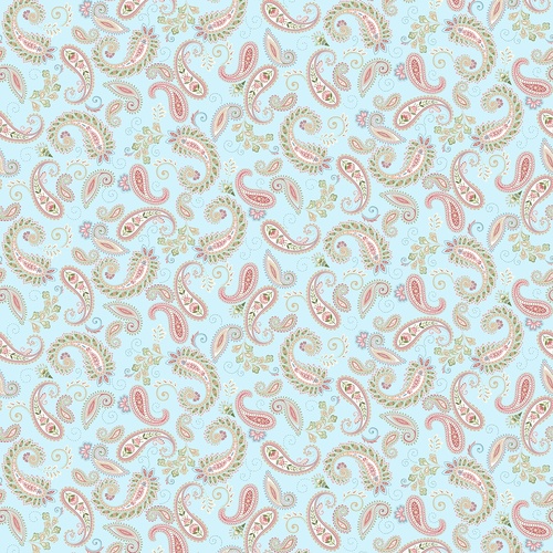 My Victorian Garden Blue Paisleys 3415-17 Quilting Fabric