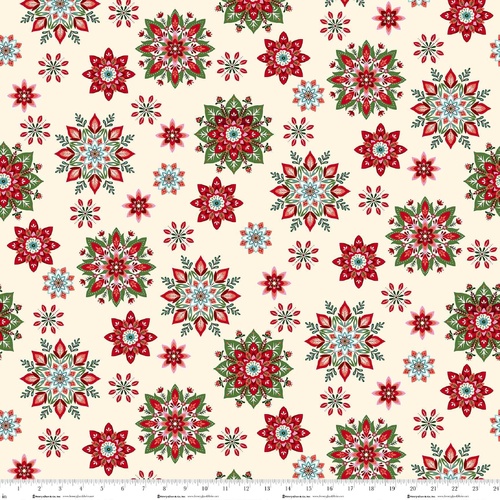 Scandinavian Holiday Snowflake Toss Cream 3452-44 Quilting Fabric 