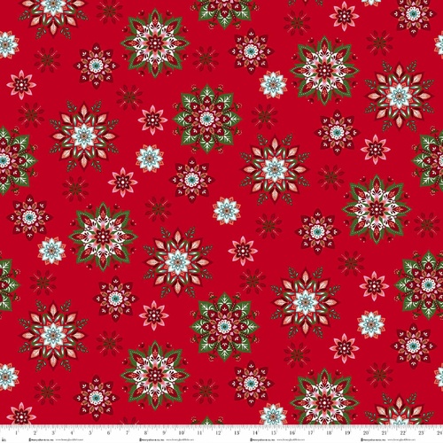 Scandinavian Holiday Snowflake Toss Red 3452-88 Quilting Fabric 