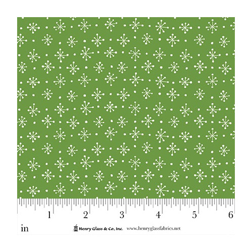 Scandinavian Holiday Mini Snowflakes Green 3454-66 Quilting Fabric 