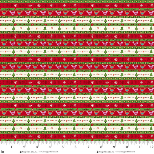 Scandinavian Holiday Folk Stripe Red 3455-88 Quilting Fabric 
