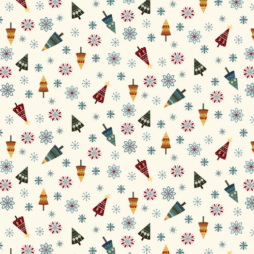 Nordic Holiday Village Tossed Trees Multi 3608-44 Quilting Fabric