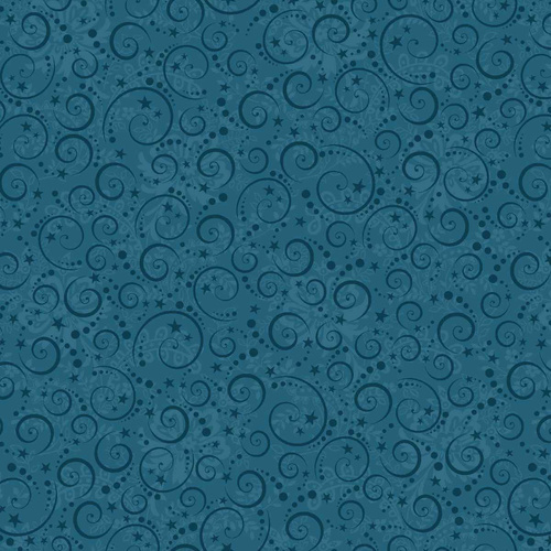 Nordic Holiday Village Mini Swirls Blue 3609-77 Quilting Fabric