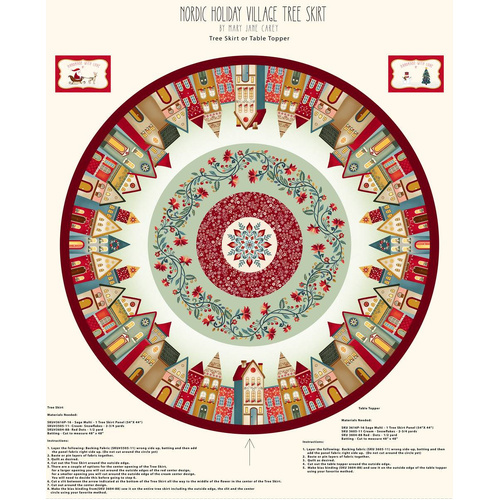 Nordic Holiday Village Tree Skirt Panel 3616P-16 54" (1.4m) Quilting Fabric