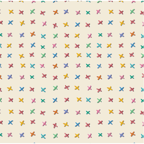 Sew Pretty 4052/52CREAM - Cross Stitch Cream Patchwork Fabric