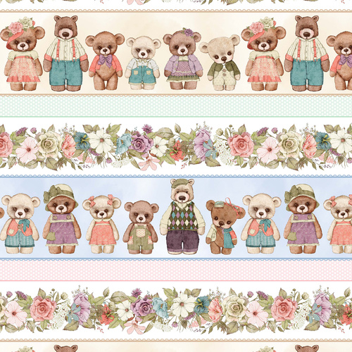 Bear Family Portrait Bear Family Outing 4068/89 Quilting Fabric 