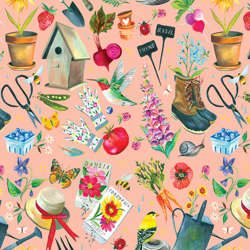 A Wildflower Heart Katie's Garden Light Peach 4075/1126 Quilting Fabric 