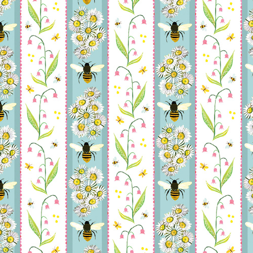 A Wildflower Heart Honeyland Stripe Light Prairie Sky 4075/1250 Quilting Fabric
