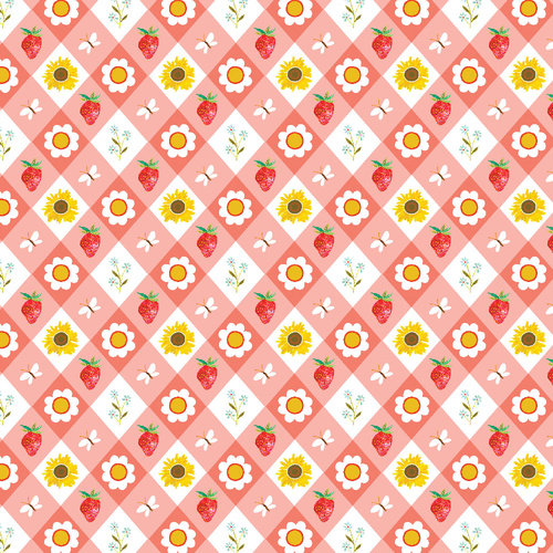 A Wildflower Heart Cottage Picnic Light Peach 4075/1526 Quilting Fabric 
