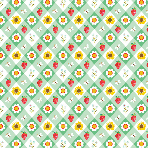 A Wildflower Heart Cottage Picnic Light Teal 4075/1580 Quilting Fabric
