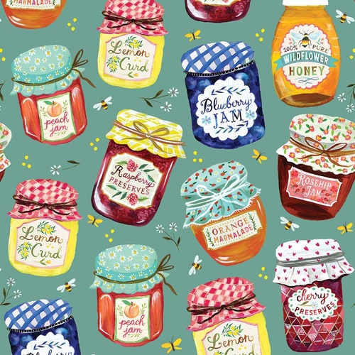 A Prairie Heart Jam Jars Teal 4172/3084 Quilting Fabric