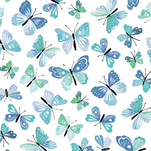 A Prairie Heart Rustic Flutter Teal White 4172/3485 Quilting Fabric